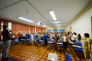 Na chegada, a dinâmica corporal despertou os sentidos para a aprimorar a comunicação.